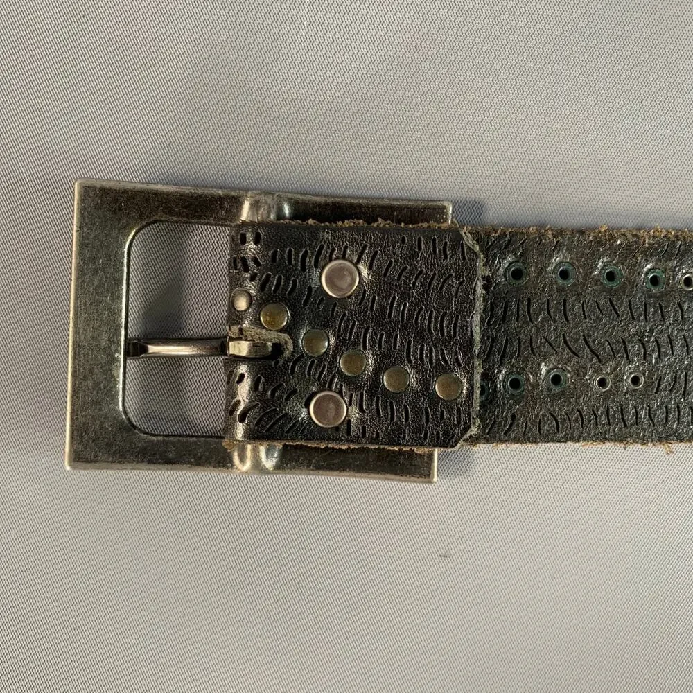BRAVE Size 38 Brown Dark Metallic Perforated Leather Belt